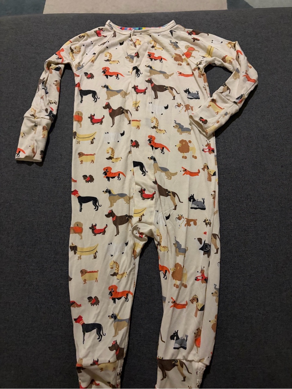 Magnetic Me Cream Halloween Dog Print One-Piece Footie Pajamas